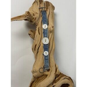 Upcycled Denim Bracelet Mother of Pearl Button Cuff Blue Jean Jewelry Handmade